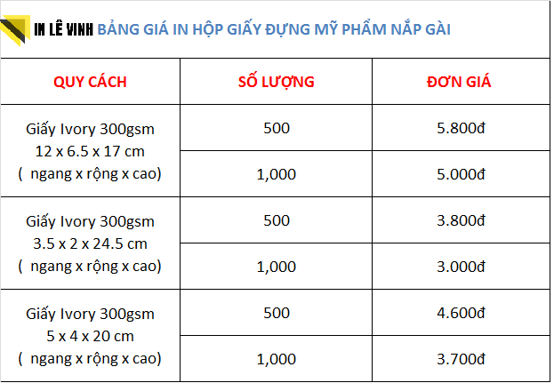 in hộp giấy mỹ phẩm